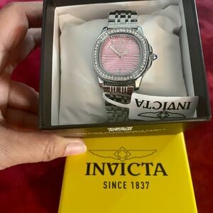 Invicta Silver Watch with Pink Dial